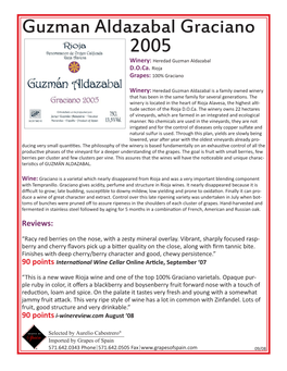 Guzman Aldazabal Graciano 2005 Winery: Heredad Guzman Aldazabal D.O.Ca