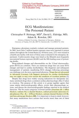 ECG Manifestations: the Poisoned Patient Christopher P