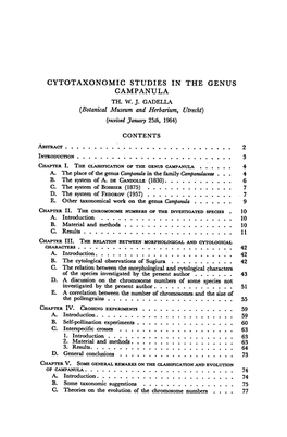 Cytotaxonomic Studies in the Genus Campanula