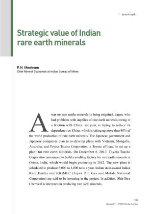 Strategic Value of Indian Rare Earth Minerals