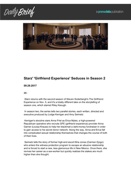 Starz' 'Girlfriend Experience' Seduces in Season 2