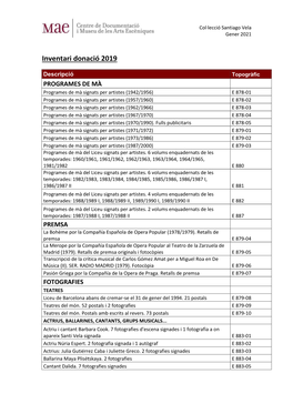 Inventari Donació 2019
