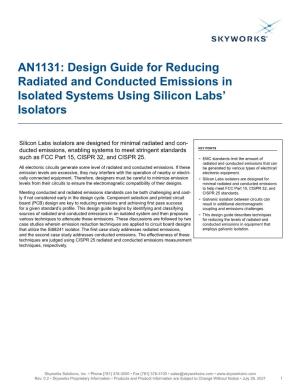 Design Guide for Reducing Radiated and Conducted Emissions in Isolated Systems Using Silicon Labs’ Isolators