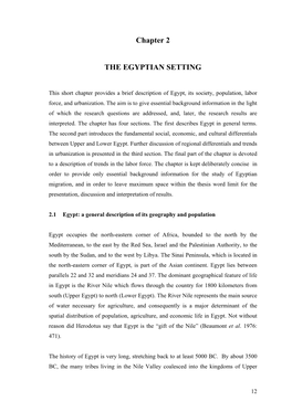 Chapter 2 the EGYPTIAN SETTING
