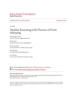 Modular Reasoning in the Presence of Event Subtyping Mehdi Bagherzadeh Iowa State University, Mbagherz@Iastate.Edu