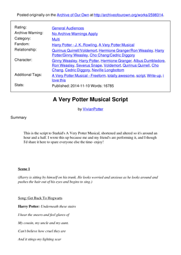 A Very Potter Musical Script