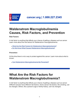 Waldenstrom Macroglobulinemia Causes, Risk Factors, and Prevention Risk Factors
