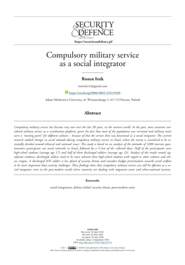 Compulsory Military Service As a Social Integrator