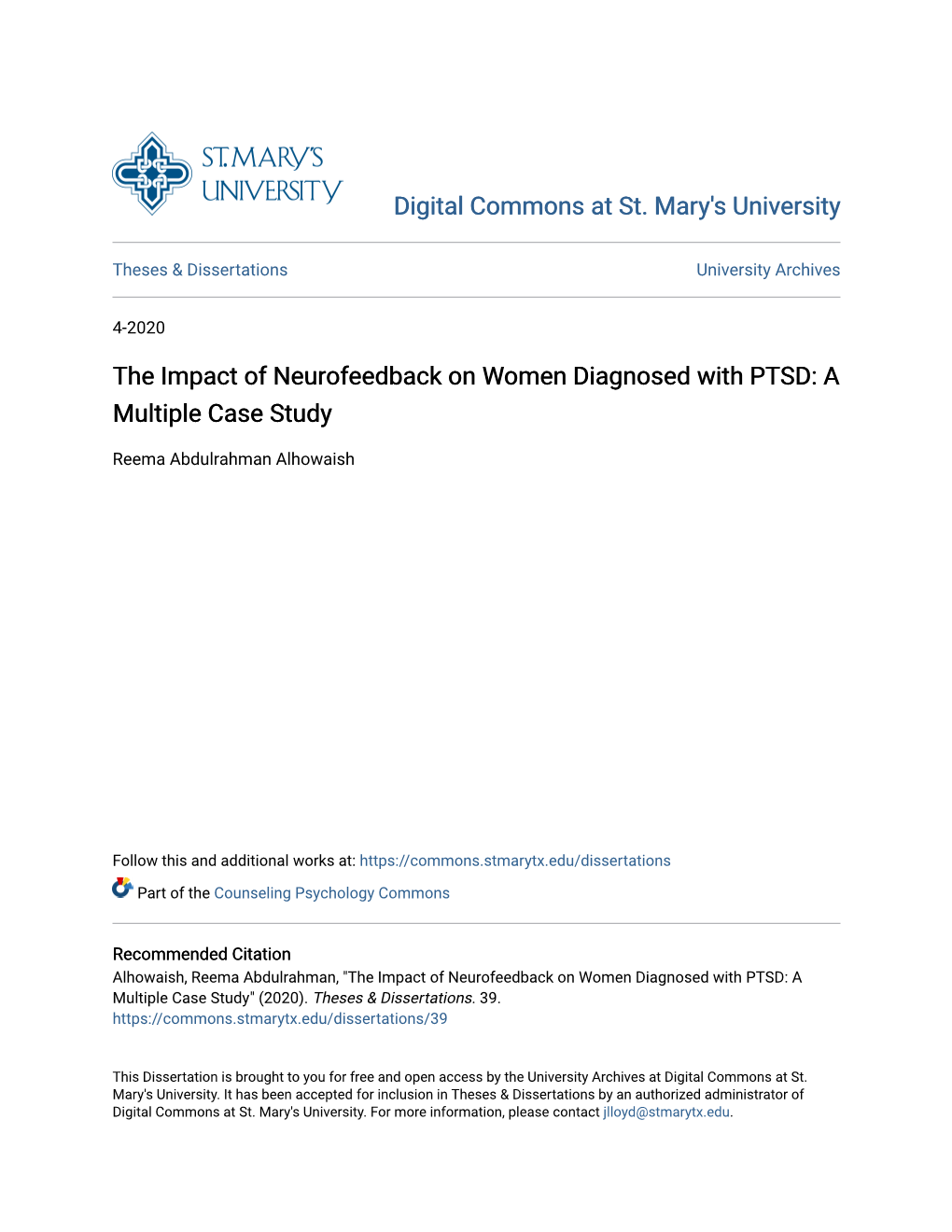 The Impact of Neurofeedback on Women Diagnosed with PTSD: a Multiple Case Study