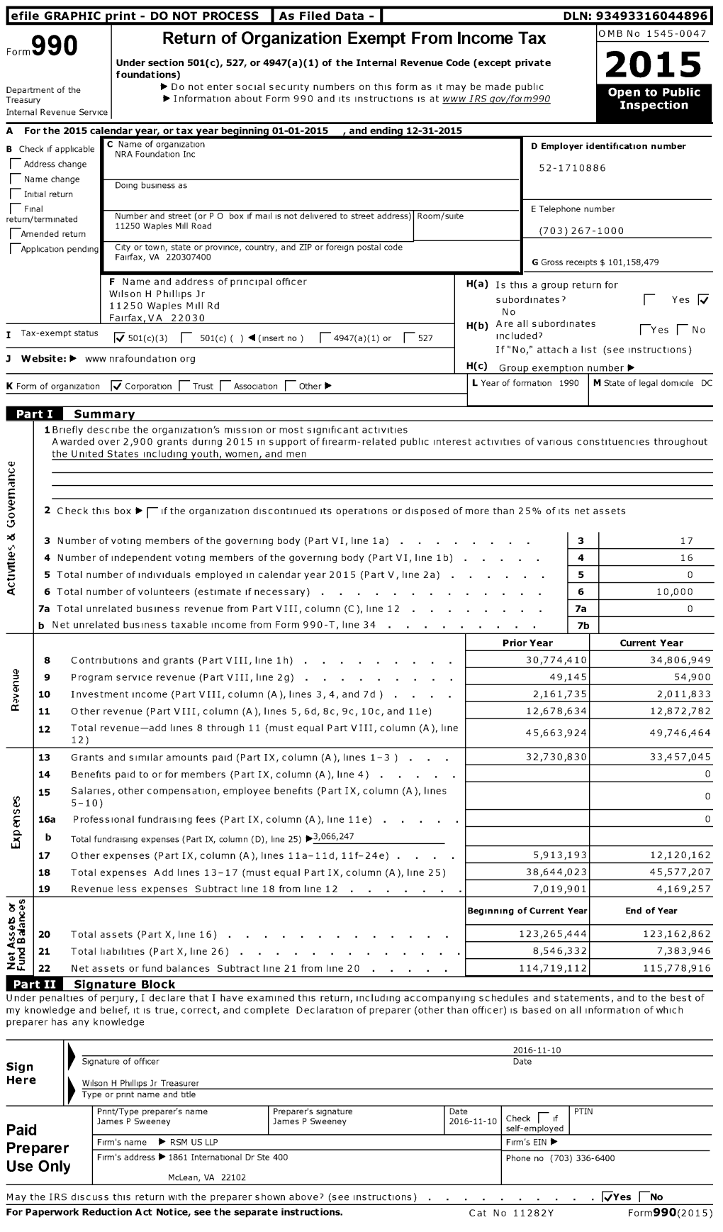 Form 990 for NRA FOUNDATION