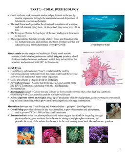Part 2 – Coral Reef Ecology