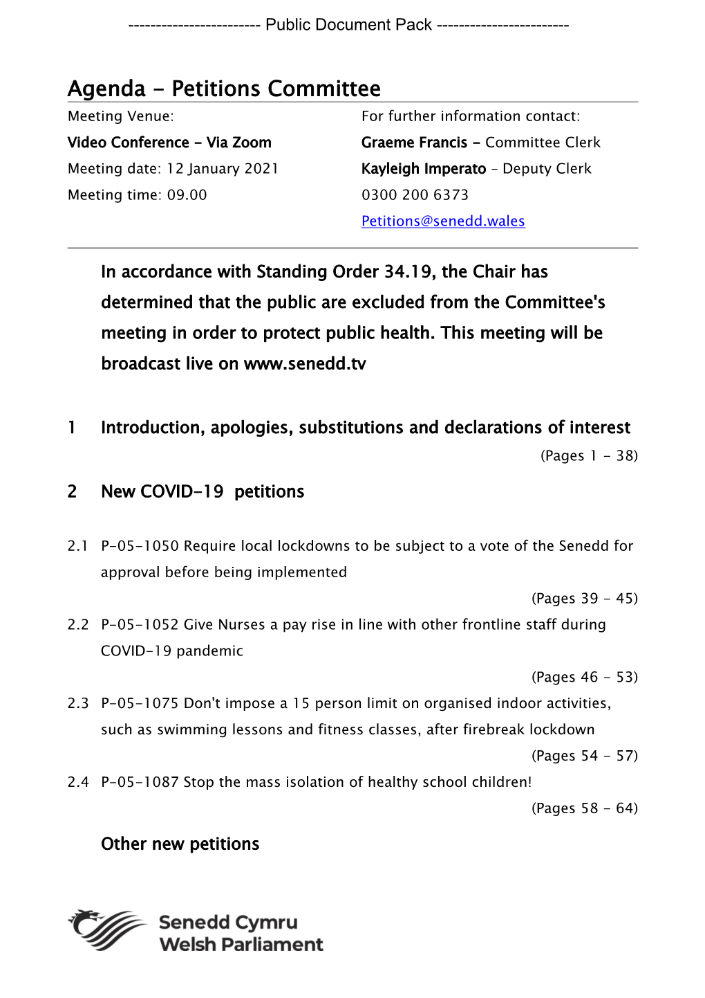 (Public Pack)Agenda Document for Petitions Committee, 12/01/2021 09