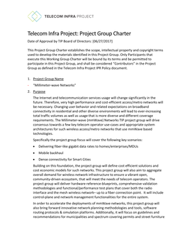 Project Group Charter Date of Approval by TIP Board of Directors: [06/27/2017]