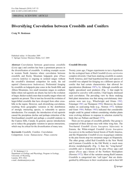Diversifying Coevolution Between Crossbills and Conifers