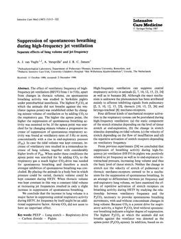 Suppression of Spontaneous Breathing During High-Frequency Jet Ventilation Separate Effects of Lung Volume and Jet Frequency