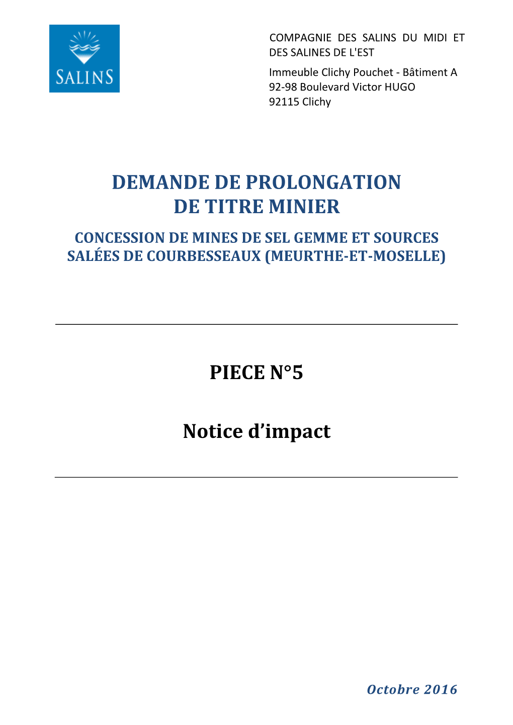 Dossier Initial Piece N°5 (Notice D'impact)