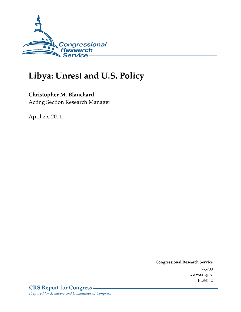 Libya: Unrest and U.S. Policy