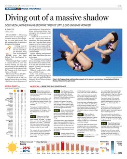 Diving out of a Massive Shadow GOLD MEDAL WINNER WANG GROWING TIRED of ‘LITTLE GUO JINGJING’ MONIKER