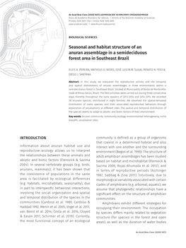 Seasonal and Habitat Structure of an Anuran Assemblage in A