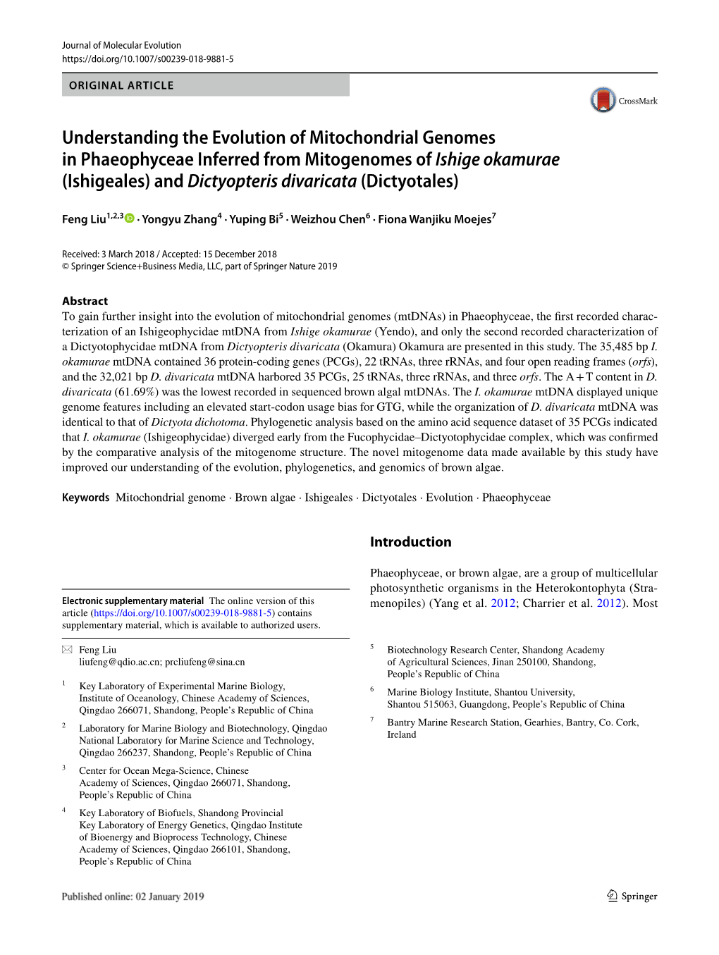 Understanding the Evolution of Mitochondrial Genomes In