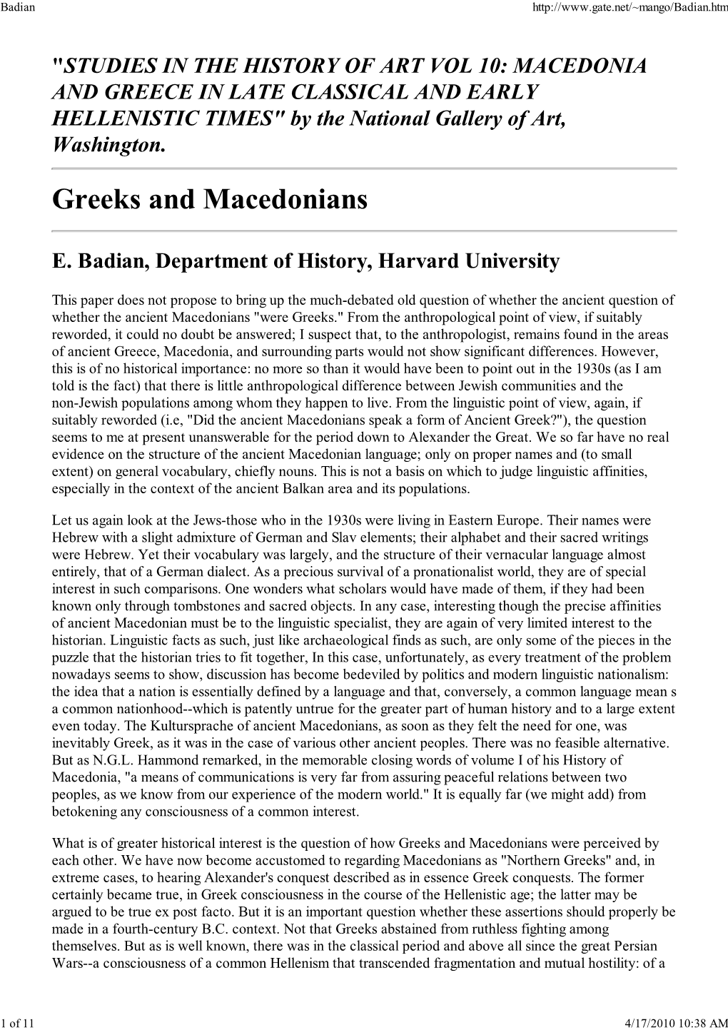 Greeks and Macedonians