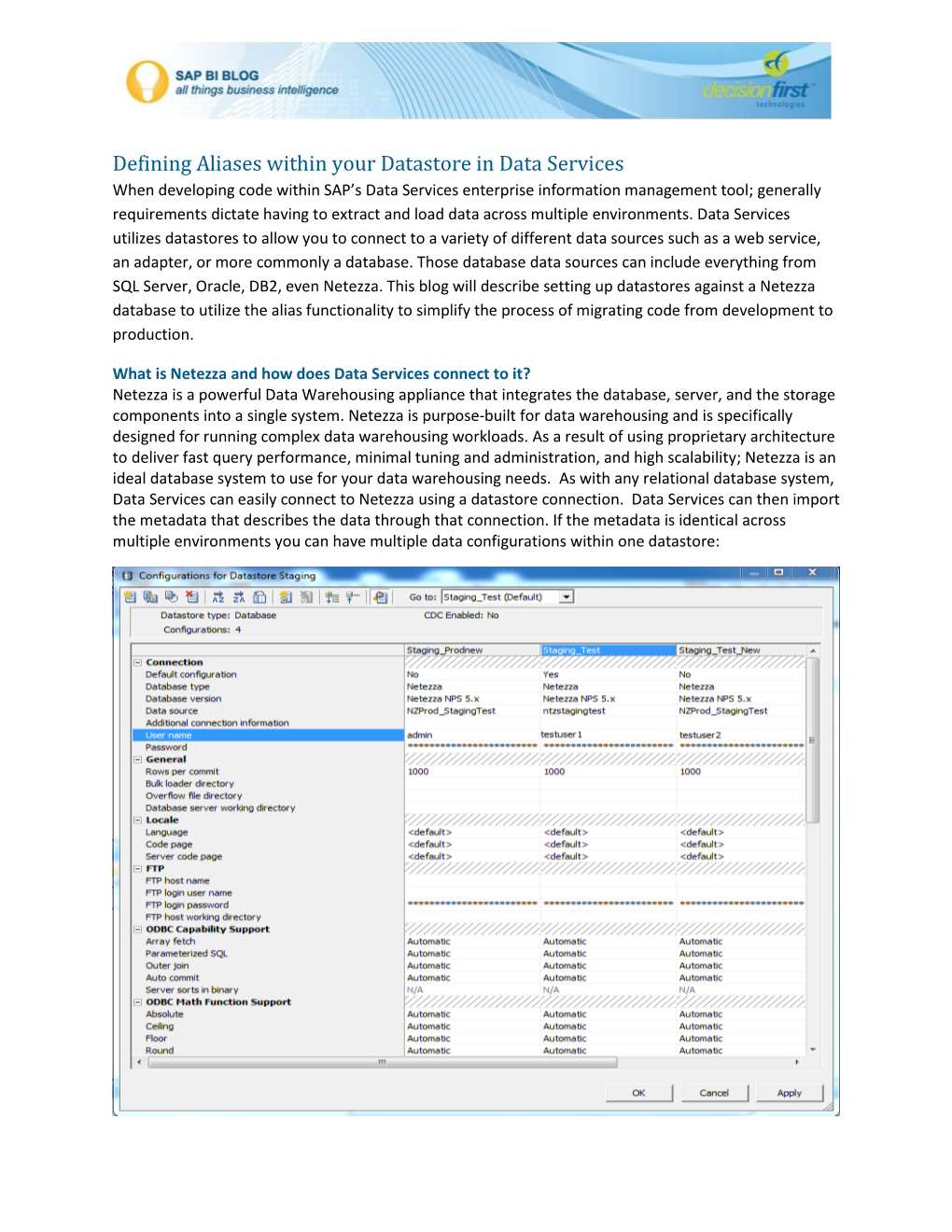 Defining Aliases Within Your Datastore in Data Services