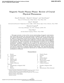 Magnetic Nozzle Plasma Plume: Review of Crucial Physical Phenomena