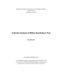 A Genetic Analysis of Miklós Szentkuthy's "Prae"