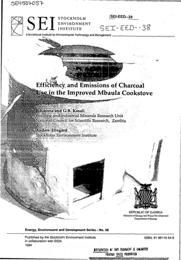 Efficiency and Emissions of Charcoal Use in the Improved Mbaula Cookstove