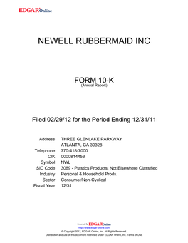 Newell Rubbermaid Inc