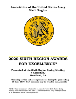 2020 Sixth Region Awards for Excellence*