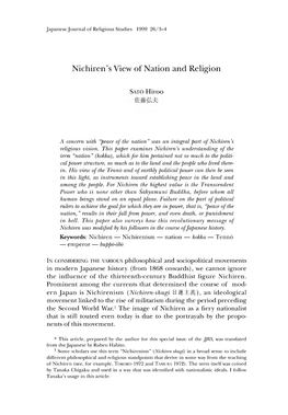 Nichiren，S View of Nation and Religion