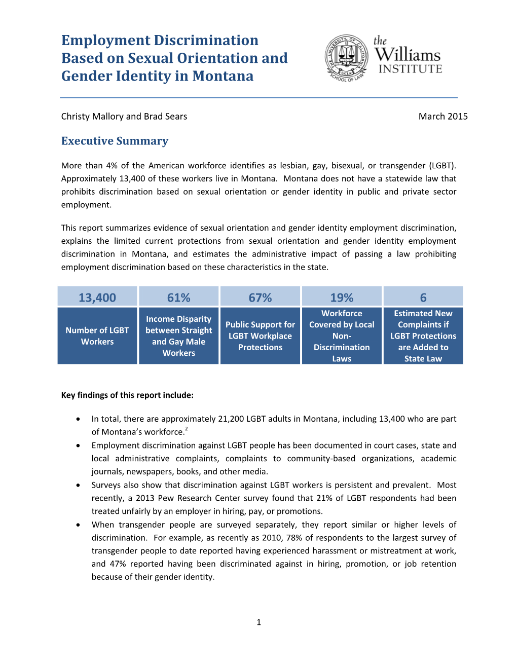 Employment Discrimination Based on Sexual Orientation and Gender Identity in Montana