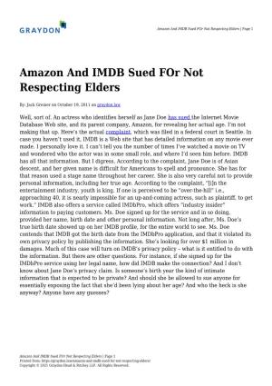 Amazon and IMDB Sued for Not Respecting Elders | Page 1