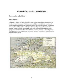 Tajiki Familiarization Course