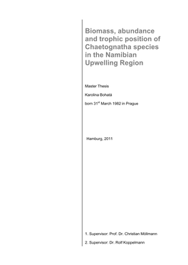 Biomass, Abundance and Trophic Position of Chaetognatha Species in the Namibian Upwelling Region