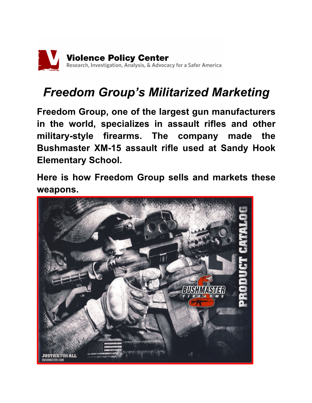 Freedom Group's Militarized Marketing