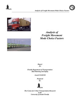 Analysis of Freight Movement Mode Choice Factors
