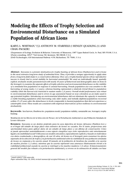 Modeling the Effects of Trophy Selection and Environmental Disturbance on a Simulated Population of African Lions