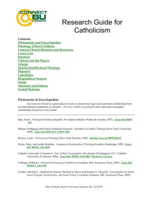 Research Guide for Catholicism