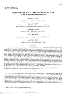 Pge Distribution Ibase.Metal Alloys and Sulfides of The