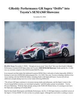 Greddy Performance GR Supra “Drifts” Into Toyota's SEMA360 Showcase