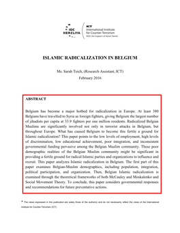 Islamic Radicalization in Belgium
