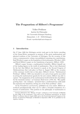 The Pragmatism of Hilbert's Programme