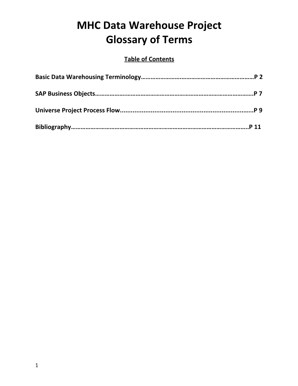 MHC Data Warehouse Project