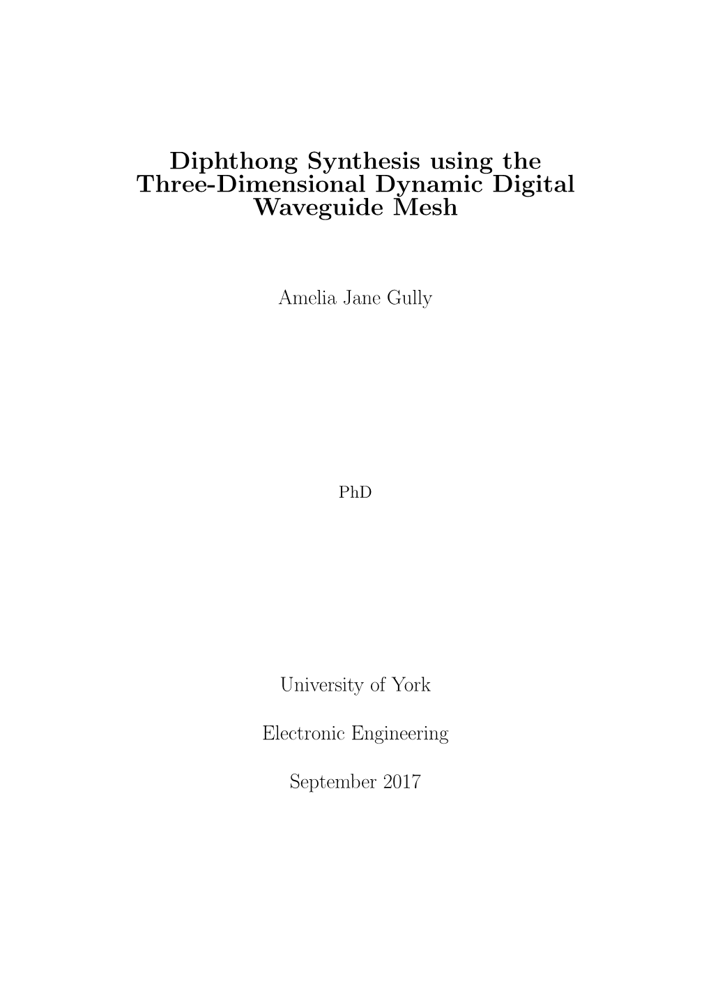 Diphthong Synthesis Using the Three-Dimensional Dynamic Digital Waveguide Mesh