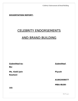 Celebrity Endorsements & Brand Building