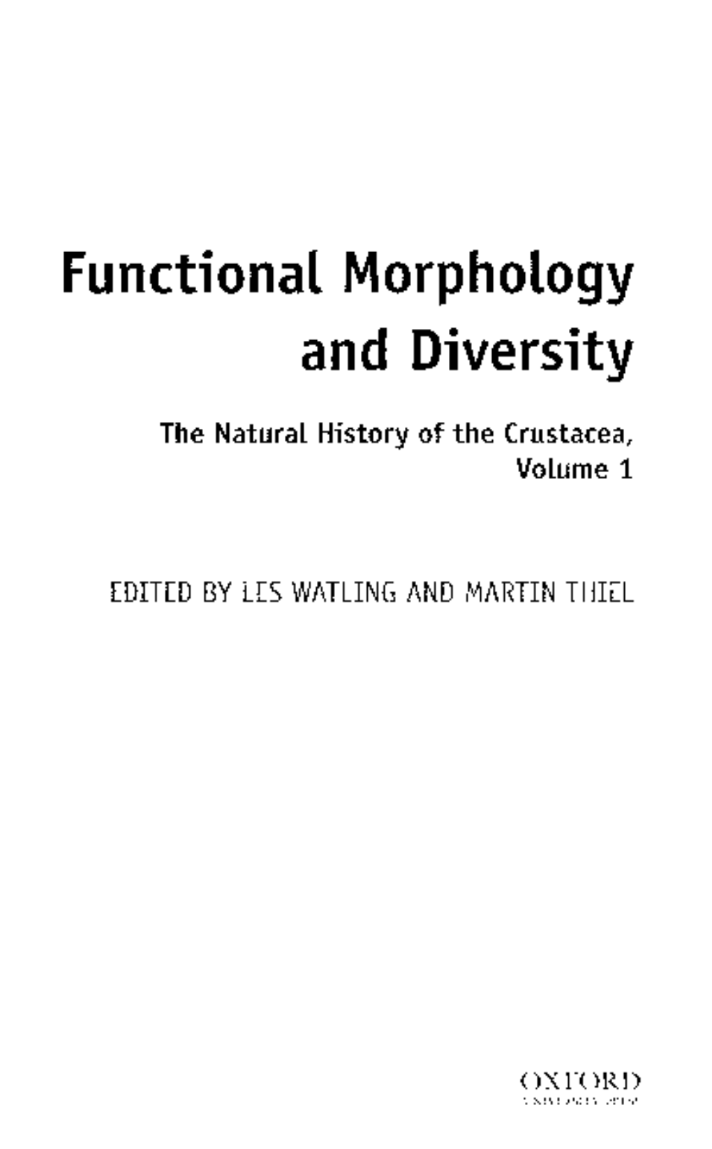 Functional Morphology and Diversity