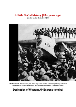 [83+ Years Ago] Dedication of Western Air Express Terminal