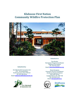 Klahoose First Nation Community Wildfire Protection Plan